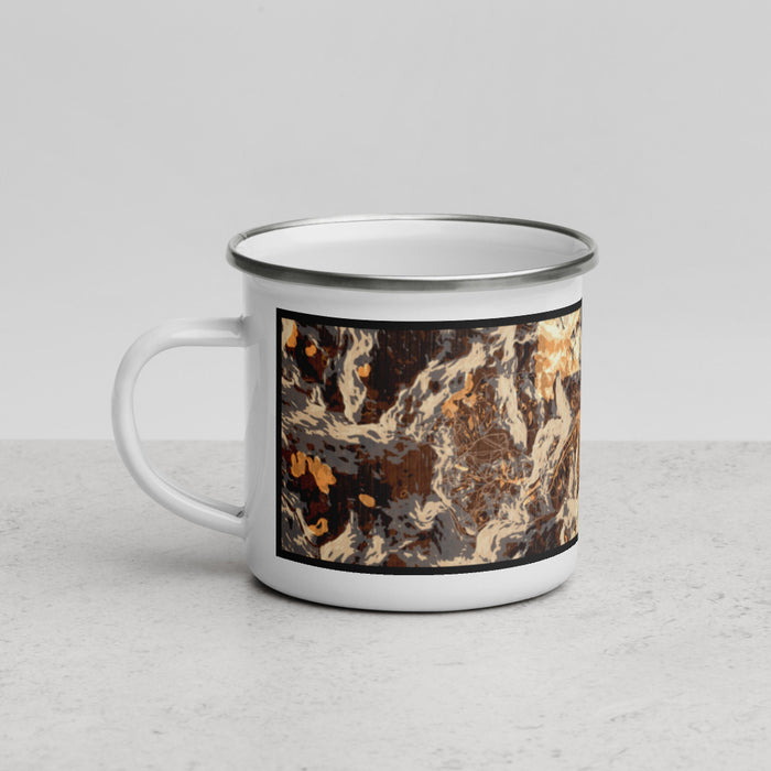 Left View Custom Olympic Valley California Map Enamel Mug in Ember