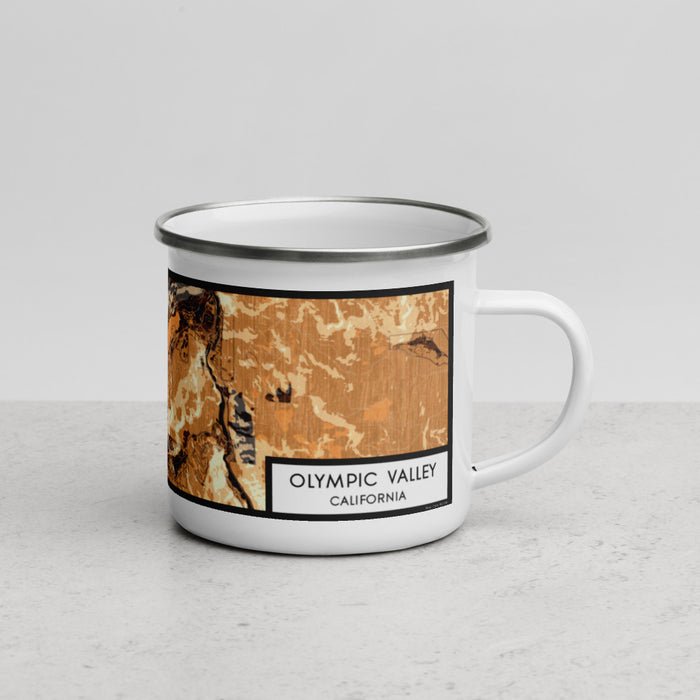 Right View Custom Olympic Valley California Map Enamel Mug in Ember