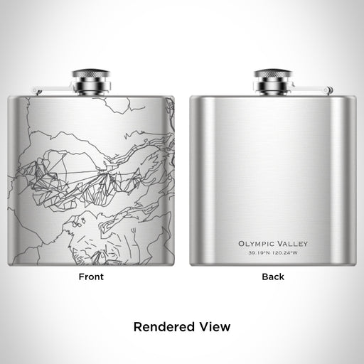 Rendered View of Olympic Valley California Map Engraving on 6oz Stainless Steel Flask