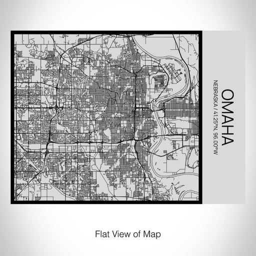 Rendered View of Omaha Nebraska Map on 20oz Stainless Steel Insulated Bottle with Bamboo Top with printed Tactile Lines Map in Black