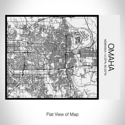 Rendered View of Omaha Nebraska Map on 20oz Stainless Steel Insulated Bottle with Bamboo Top in Matte White with printed Tactile Lines Map in Black