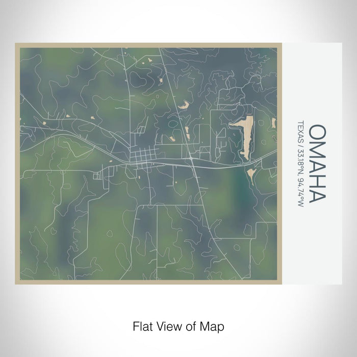 Rendered View of Omaha Texas Map on 20oz Stainless Steel Insulated Bottle with Bamboo Top with printed afternoon style map