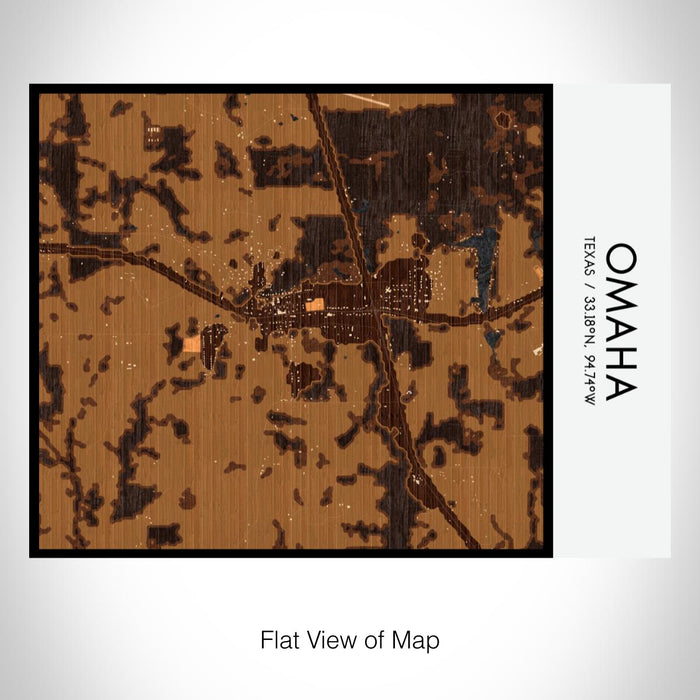 Rendered View of Omaha Texas Map on 20oz Stainless Steel Insulated Bottle with Bamboo Top with printed ember style map