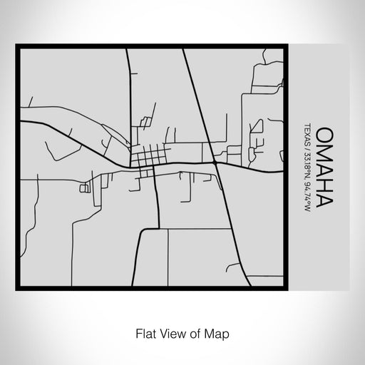 Rendered View of Omaha Texas Map on 20oz Stainless Steel Insulated Bottle with Bamboo Top with printed Tactile Lines Map in Black
