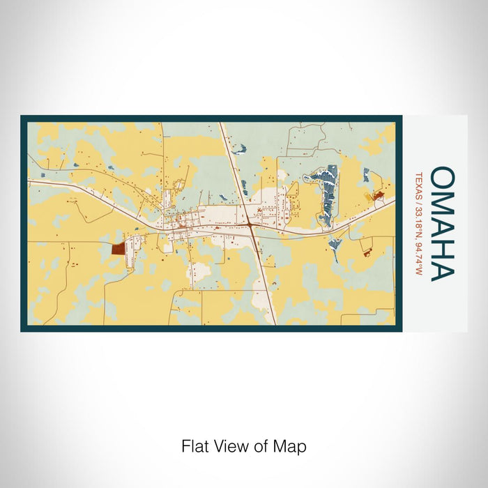 Rendered View of Omaha Texas Map on 17oz Stainless Steel Insulated Bottle with printed woodblock style map