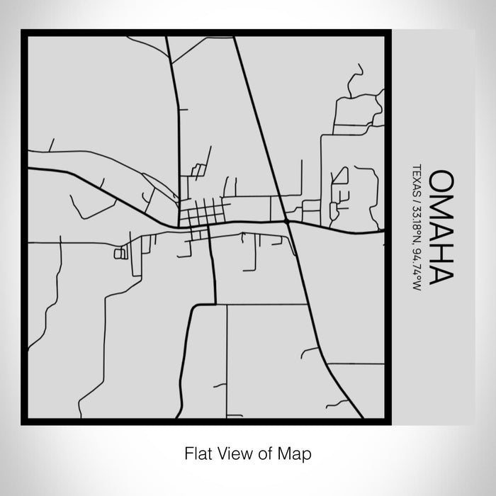 Rendered View of Omaha Texas Map on 17oz Stainless Steel Insulated Tumbler in Tactile Lines with Succulent in Background
