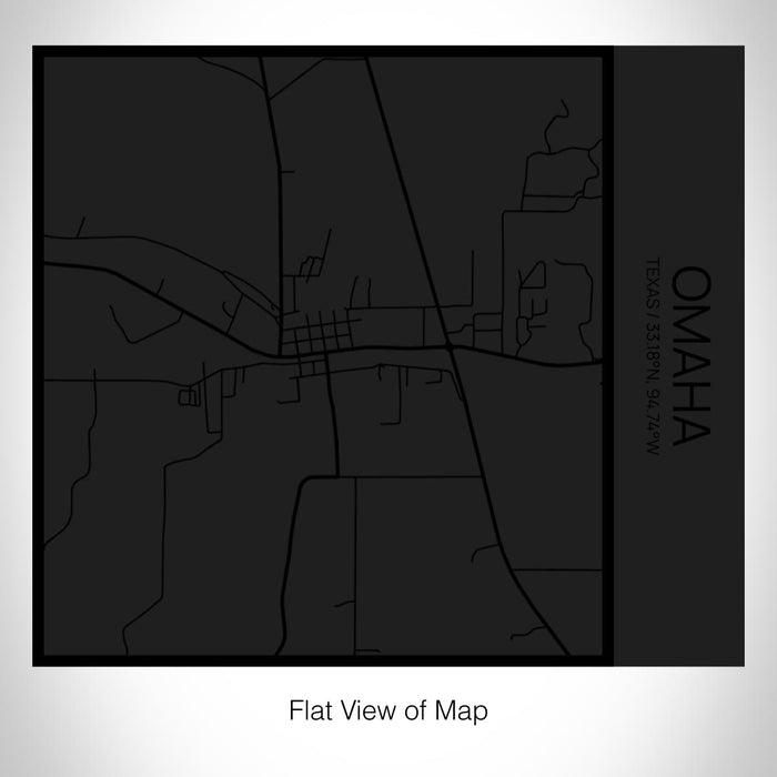 Rendered View of Omaha Texas Map on 17oz Stainless Steel Insulated Tumbler in Matte Black with Tactile Lines