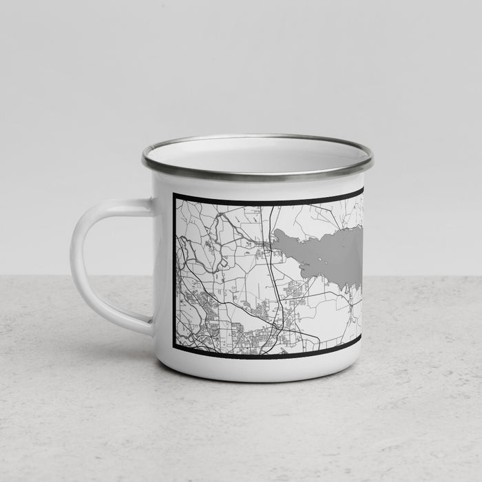 Left View Custom Oneida Lake New York Map Enamel Mug in Classic