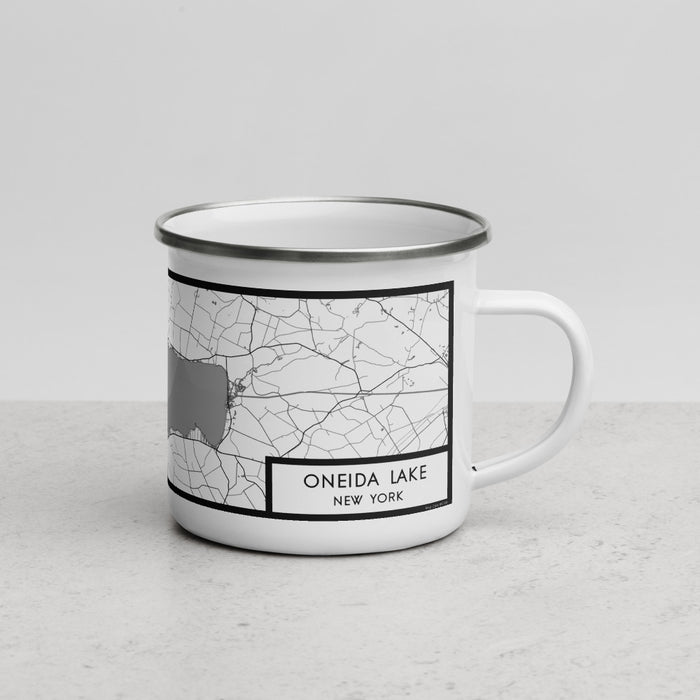 Right View Custom Oneida Lake New York Map Enamel Mug in Classic