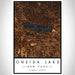 Oneida Lake New York Map Print Portrait Orientation in Ember Style With Shaded Background