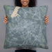 Person holding 22x22 Custom Opp Alabama Map Throw Pillow in Afternoon