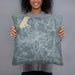 Person holding 18x18 Custom Opp Alabama Map Throw Pillow in Afternoon