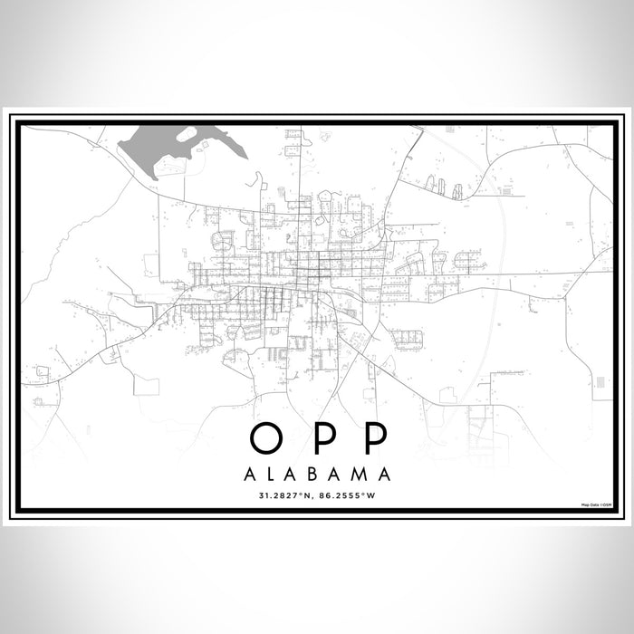 Opp Alabama Map Print Landscape Orientation in Classic Style With Shaded Background