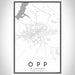 Opp Alabama Map Print Portrait Orientation in Classic Style With Shaded Background