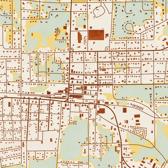 Opp Alabama Map Print in Woodblock Style Zoomed In Close Up Showing Details