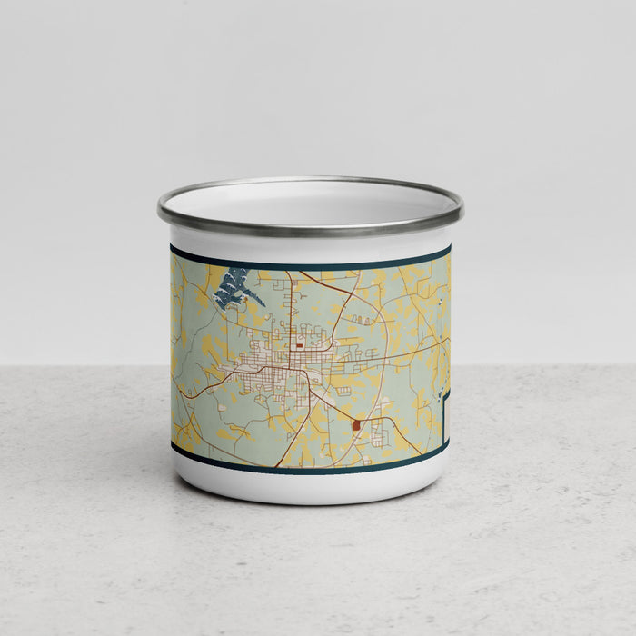 Front View Custom Opp Alabama Map Enamel Mug in Woodblock