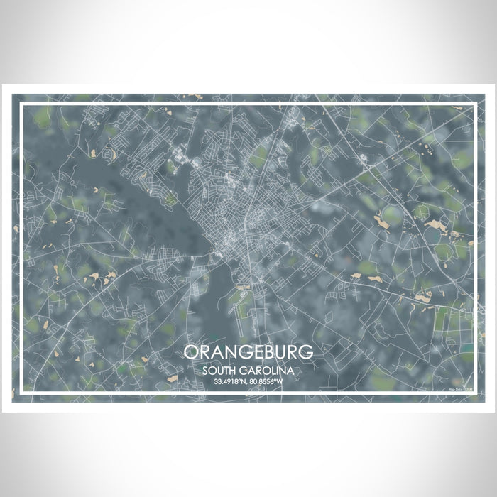 Orangeburg South Carolina Map Print Landscape Orientation in Afternoon Style With Shaded Background