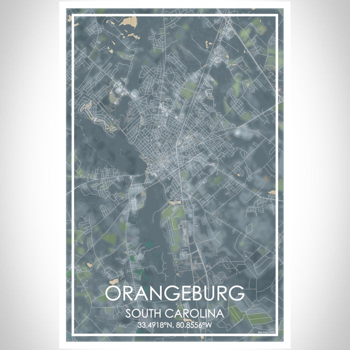 Orangeburg South Carolina Map Print Portrait Orientation in Afternoon Style With Shaded Background