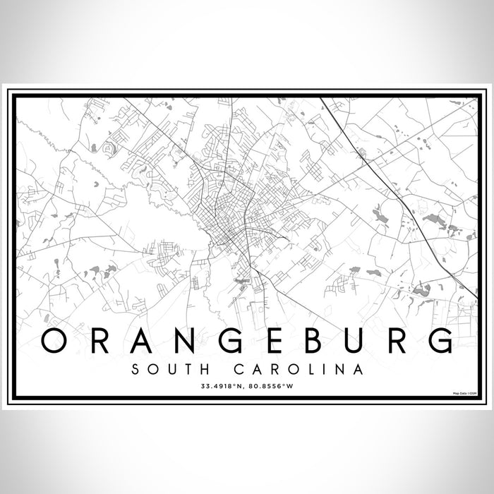 Orangeburg South Carolina Map Print Landscape Orientation in Classic Style With Shaded Background