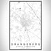 Orangeburg South Carolina Map Print Portrait Orientation in Classic Style With Shaded Background