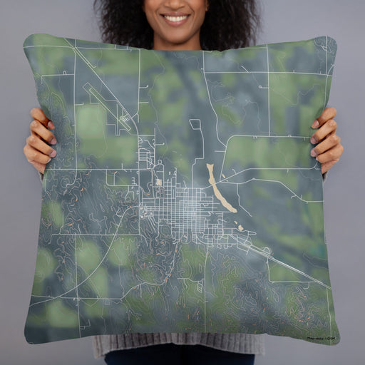 Person holding 22x22 Custom Ord Nebraska Map Throw Pillow in Afternoon