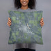 Person holding 18x18 Custom Ord Nebraska Map Throw Pillow in Afternoon