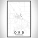 Ord Nebraska Map Print Portrait Orientation in Classic Style With Shaded Background