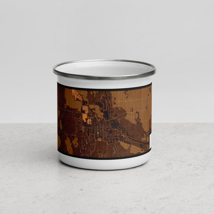 Front View Custom Ord Nebraska Map Enamel Mug in Ember