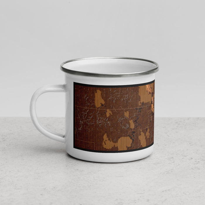 Left View Custom Ord Nebraska Map Enamel Mug in Ember