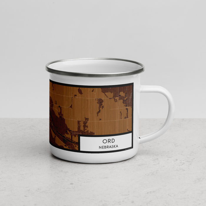 Right View Custom Ord Nebraska Map Enamel Mug in Ember