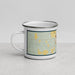 Left View Custom Ord Nebraska Map Enamel Mug in Woodblock