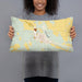 Person holding 20x12 Custom Ord Nebraska Map Throw Pillow in Woodblock