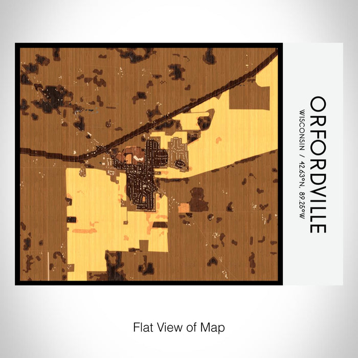 Rendered View of Orfordville Wisconsin Map on 20oz Stainless Steel Insulated Bottle with Bamboo Top with printed ember style map