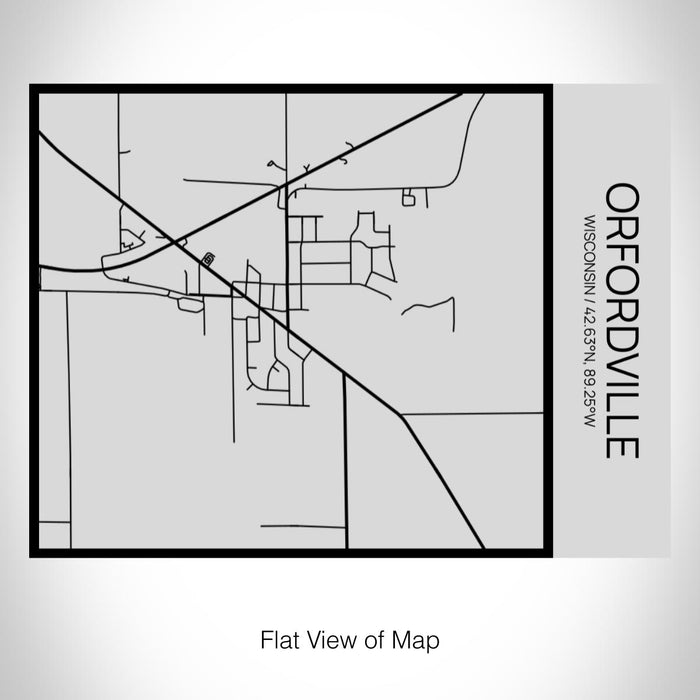 Rendered View of Orfordville Wisconsin Map on 20oz Stainless Steel Insulated Bottle with Bamboo Top with printed Tactile Lines Map in Black