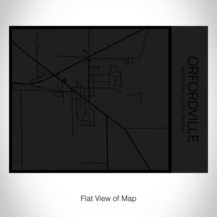 Rendered View of Orfordville Wisconsin Map on 20oz Stainless Steel Insulated Bottle with Bamboo Top in Matte Black with printed Tactile Lines Map in Black