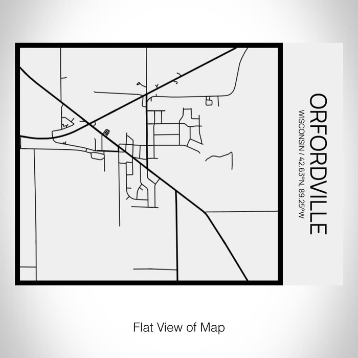 Rendered View of Orfordville Wisconsin Map on 20oz Stainless Steel Insulated Bottle with Bamboo Top in Matte White with printed Tactile Lines Map in Black