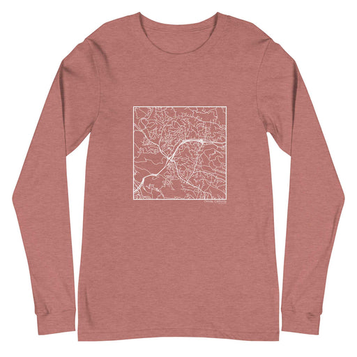 Orinda California  Map Unisex Long-Sleeve T-shirt with City inscription in Heather Mauve