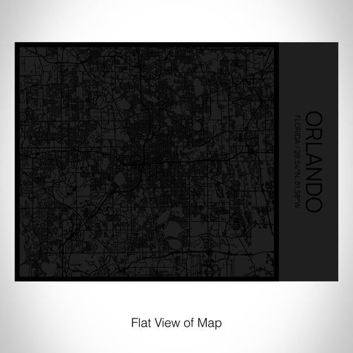 Rendered View of Orlando Florida Map on 20oz Stainless Steel Insulated Bottle with Bamboo Top in Matte Black with printed Tactile Lines Map in Black