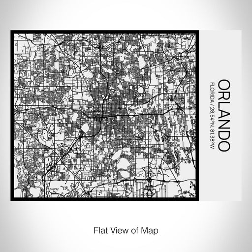 Rendered View of Orlando Florida Map on 20oz Stainless Steel Insulated Bottle with Bamboo Top in Matte White with printed Tactile Lines Map in Black