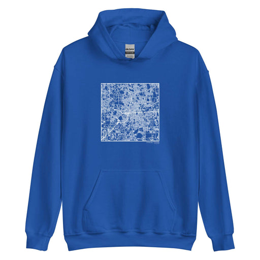 Orlando Florida  Map Unisex Hoodie Sweater with City inscription in Royal Blue
