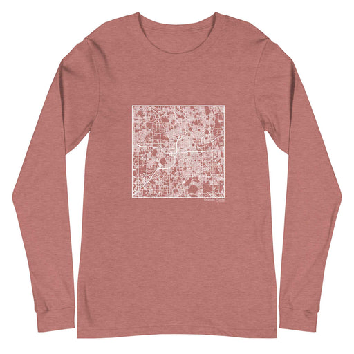 Orlando Florida  Map Unisex Long-Sleeve T-shirt with City inscription in Heather Mauve