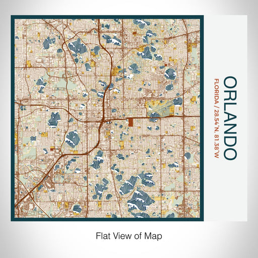 Rendered View of Orlando Florida Map on 17oz Stainless Steel Insulated Tumbler in Woodblock Map Style