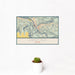 12x18 Orofino Idaho Map Print Landscape Orientation in Woodblock Style With Small Cactus Plant in White Planter