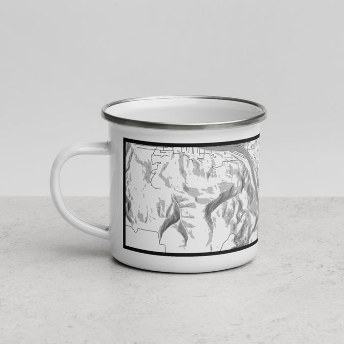 Left View Custom Orofino Idaho Map Enamel Mug in Classic