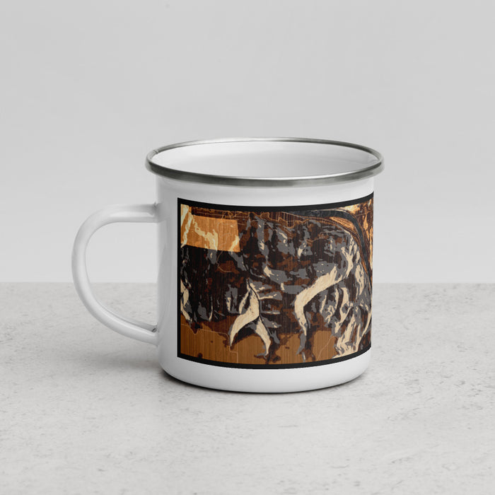 Left View Custom Orofino Idaho Map Enamel Mug in Ember