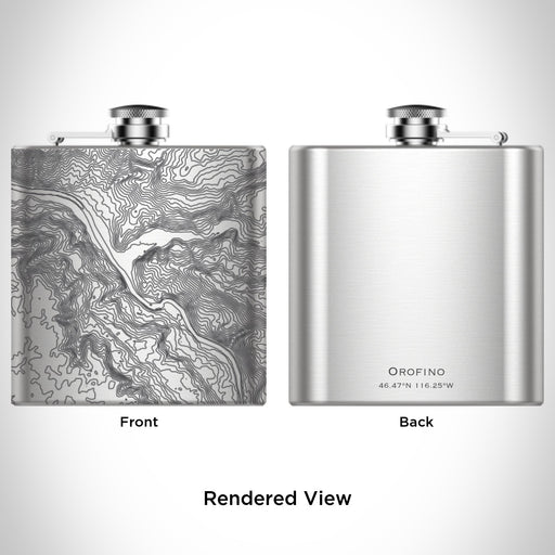 Rendered View of Orofino Idaho Map Engraving on 6oz Stainless Steel Flask