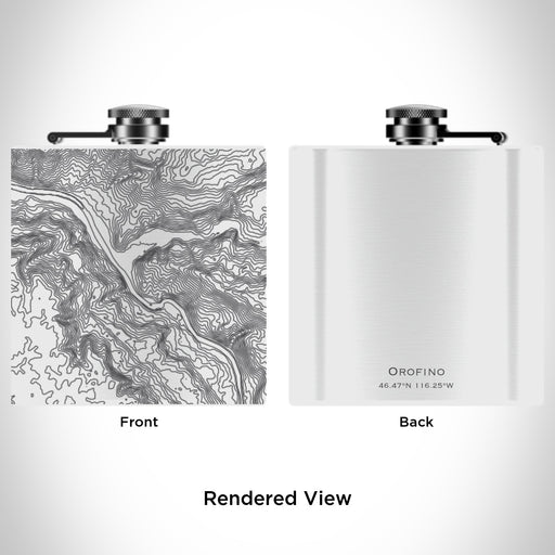 Rendered View of Orofino Idaho Map Engraving on 6oz Stainless Steel Flask in White