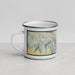 Left View Custom Orofino Idaho Map Enamel Mug in Woodblock