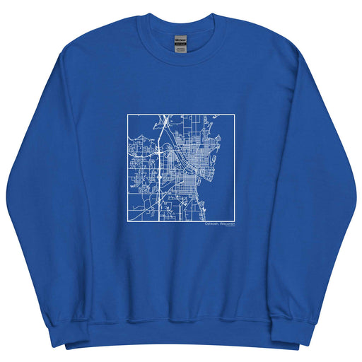 Oshkosh Wisconsin  Map Unisex Crewneck Sweater with City inscription in Royal Blue