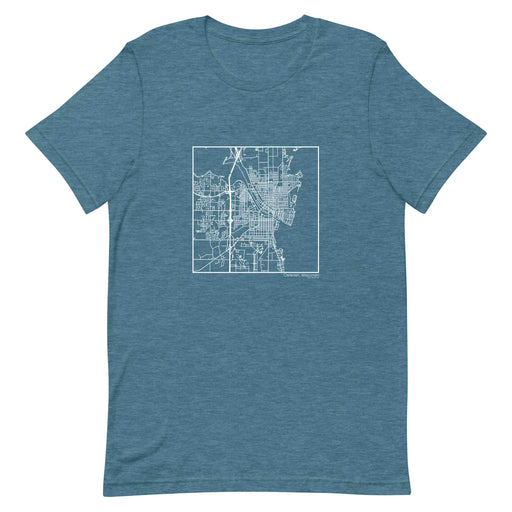 Oshkosh Wisconsin  Map Unisex T-Shirt with City inscription in Heather Teal